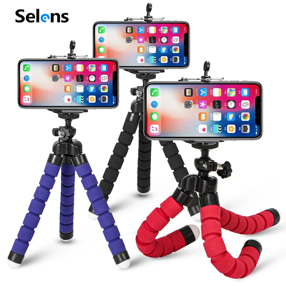 Selens Tripod Flexible Sponge Octopus Adjustable Mini Camera Tripod For Phone Holder Clip Stand For IPhone Xiaomi Huawei Ipad