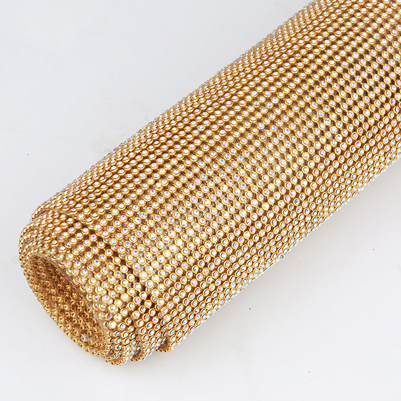 45x60cm Hotfix Gold/Sliver/Black Crystal AB Aluminum Rhinestone Sheet Glass Crystal Rhinestone Trim Iron on Garment Accessories