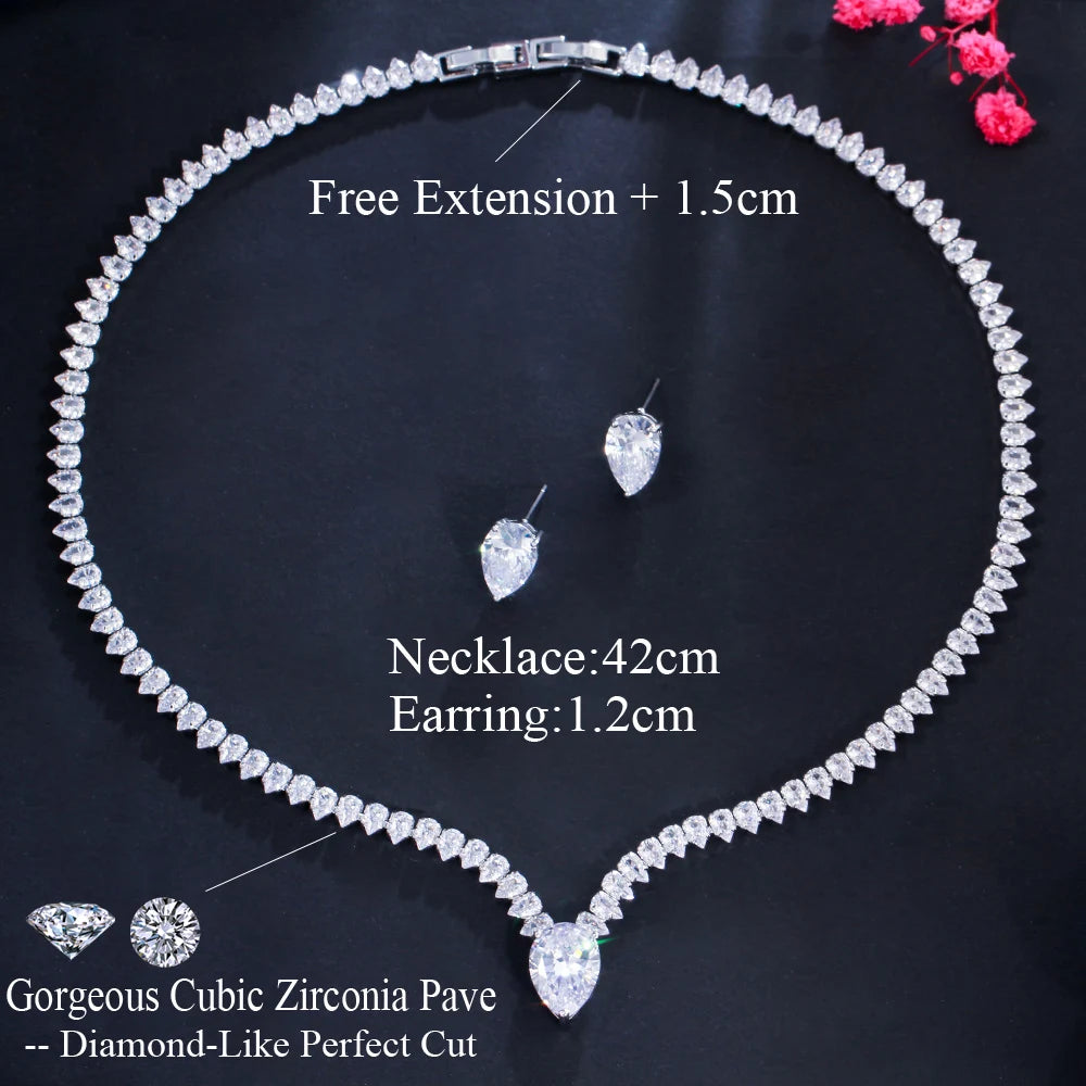 CWWZircons Shiny Cubic Zirconia Evening Party Dress Jewelry Set for Women Trendy Bridal Wedding Collection Accessories T562