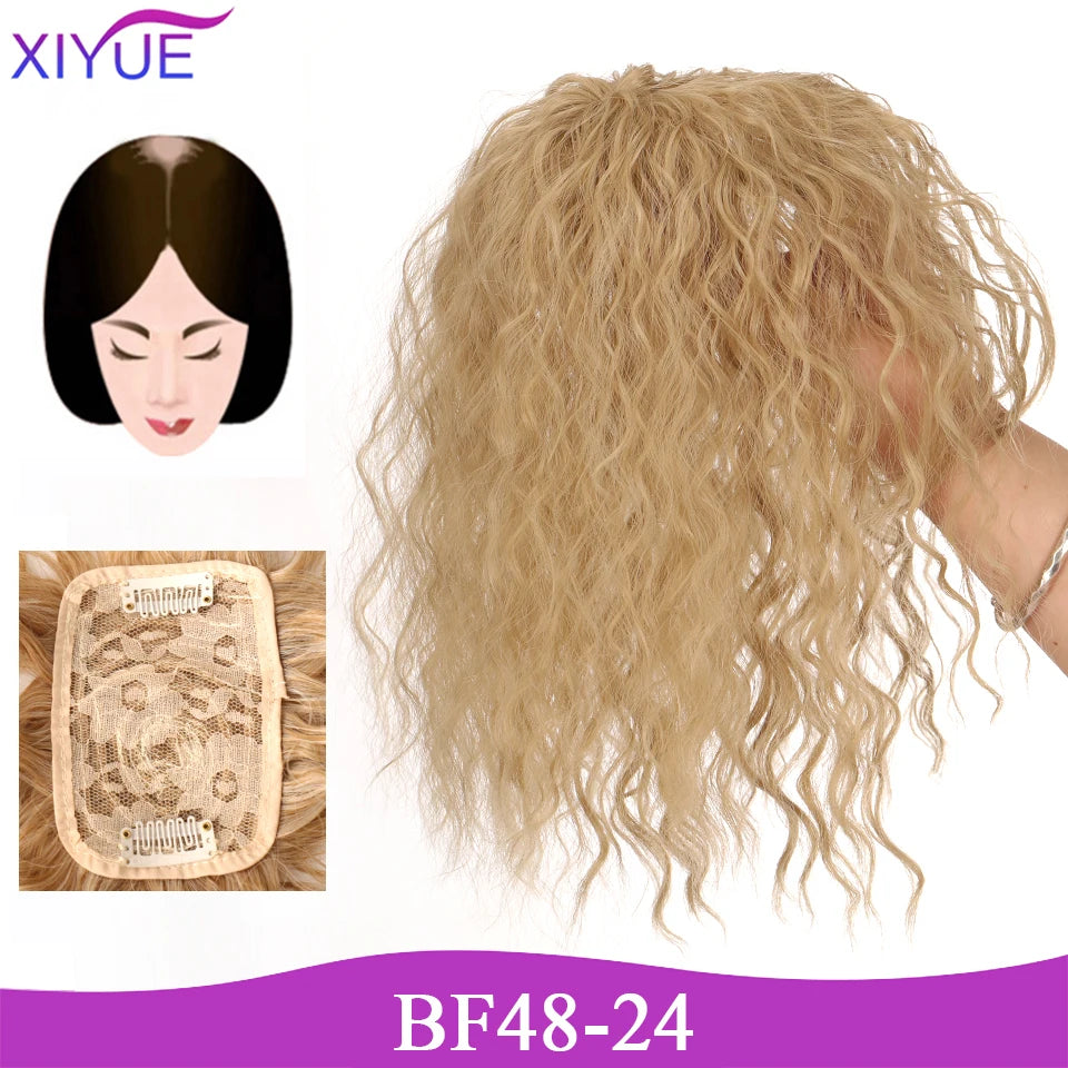 3D Bangs Invisible Seamless Head Hair Water Ripple Hair Air Bangs Head Overhead Natural Invisible Replacement Cover White Hair
