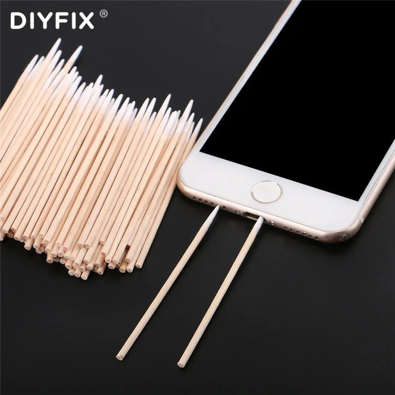 DIYFIX Ultra-thin Cotton Swab Small Tip Pointed For Apple Huawei Samsung Mobile Phone Charging Port Headphone Hole Cleaning Tool