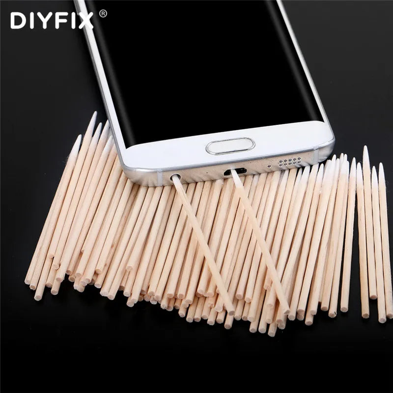 DIYFIX Ultra-thin Cotton Swab Small Tip Pointed For Apple Huawei Samsung Mobile Phone Charging Port Headphone Hole Cleaning Tool