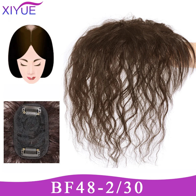 3D Bangs Invisible Seamless Head Hair Water Ripple Hair Air Bangs Head Overhead Natural Invisible Replacement Cover White Hair