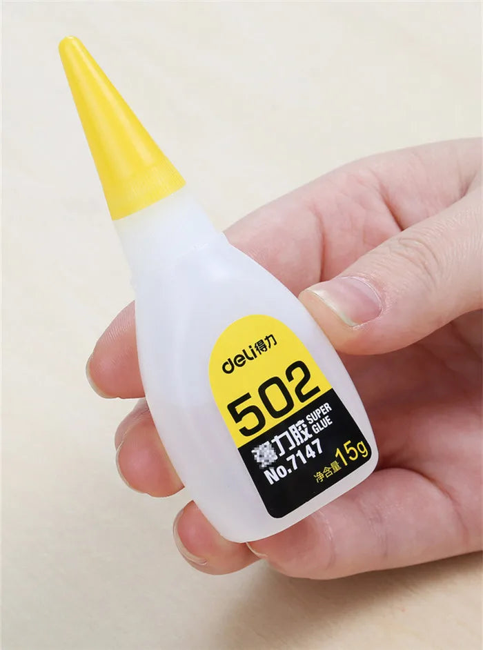 5pcs 15g Deli 502 Adhesive Super Glue Sticks Instant Dry Strong Bond Fast Repair Leather Rubber Metal Wood Glass Toys