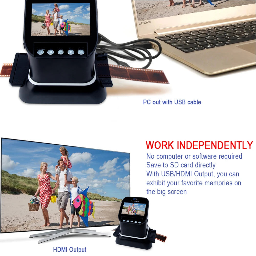 High Resolution 120 Film Scanner 22 Mega pixels Slide Negative Photo Scanner Digital 35mm 135 126KPK Film Converter 4.3"LCD