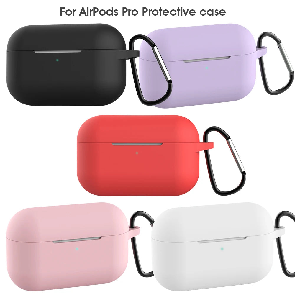 For AirPods Pro Protective Case Silicone New Solid Color Apple Airpods 2 1 Bluetooth Headset Soft Case Cover with Hook