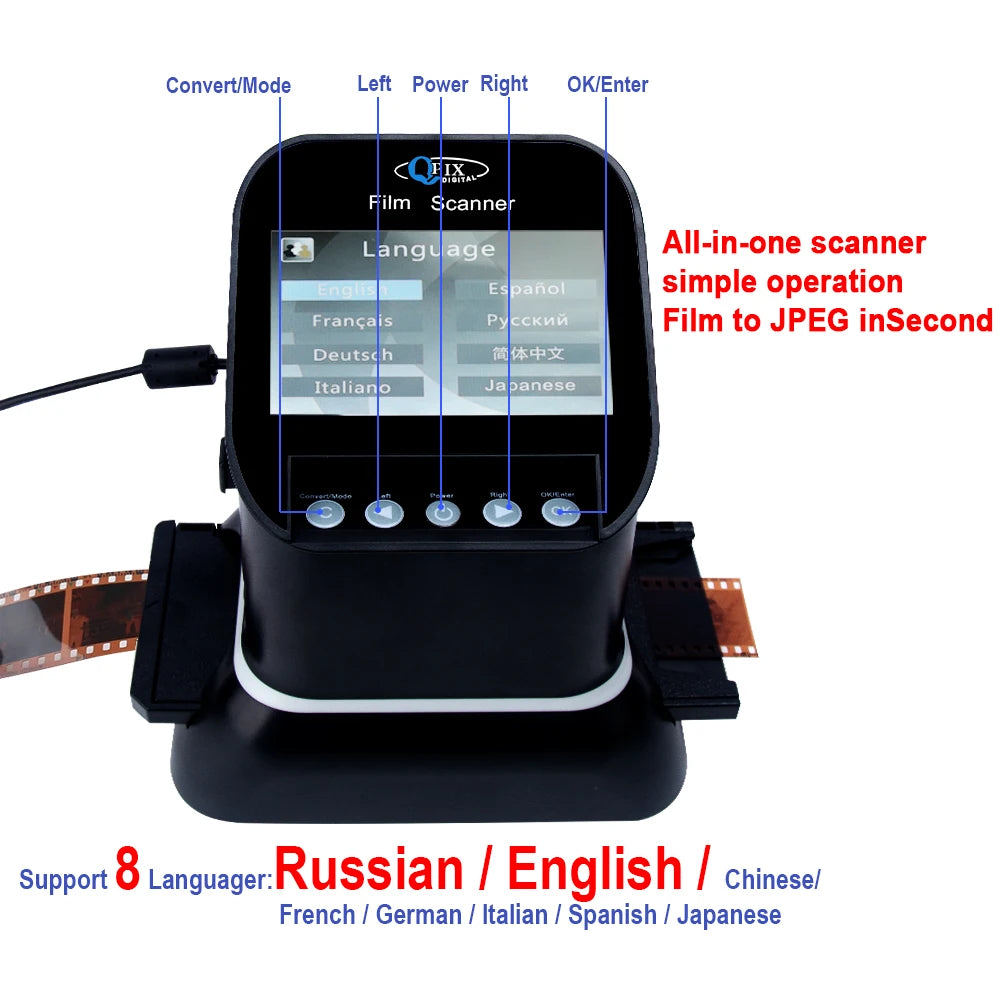 High Resolution 120 Film Scanner 22 Mega pixels Slide Negative Photo Scanner Digital 35mm 135 126KPK Film Converter 4.3"LCD