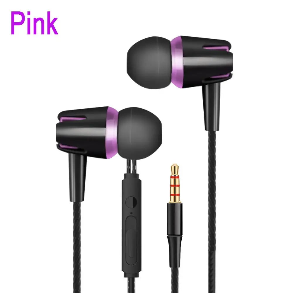 1Pc 3.5mm High Quality Wired Earphone Stereo In-Ear Nylon Weave Cable Earphone Headset With Mic For Laptop Smartphone Gifts