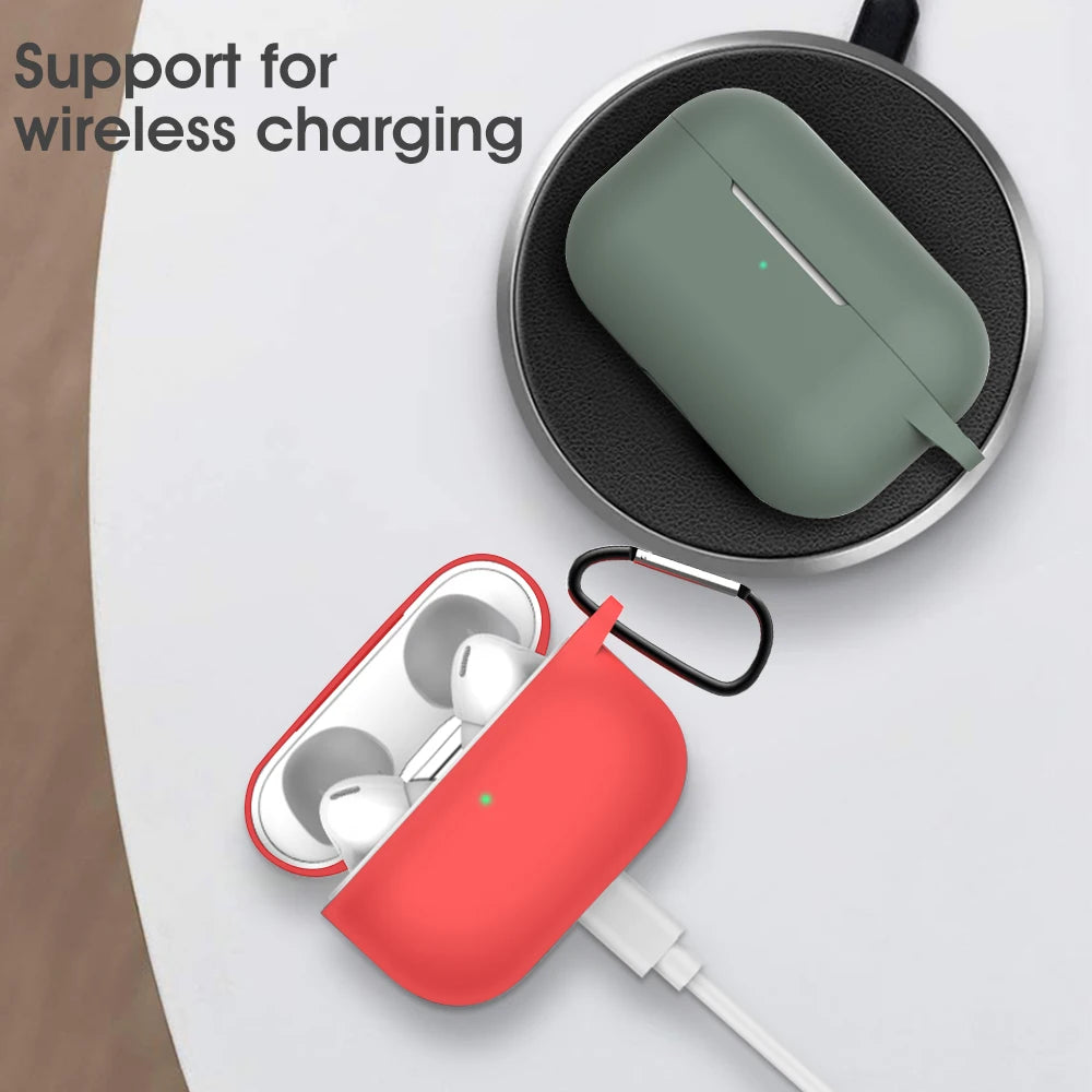 For AirPods Pro Protective Case Silicone New Solid Color Apple Airpods 2 1 Bluetooth Headset Soft Case Cover with Hook
