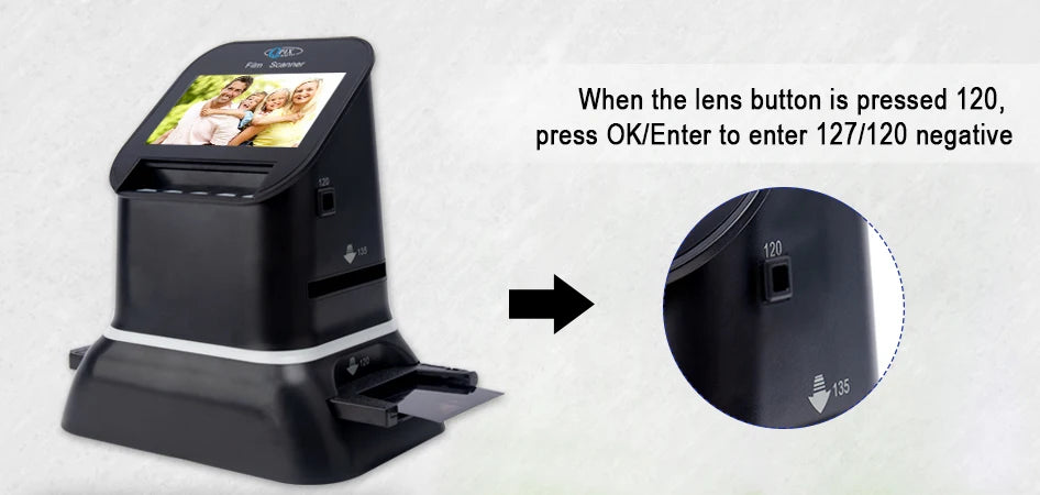 High Resolution 120 Film Scanner 22 Mega pixels Slide Negative Photo Scanner Digital 35mm 135 126KPK Film Converter 4.3"LCD