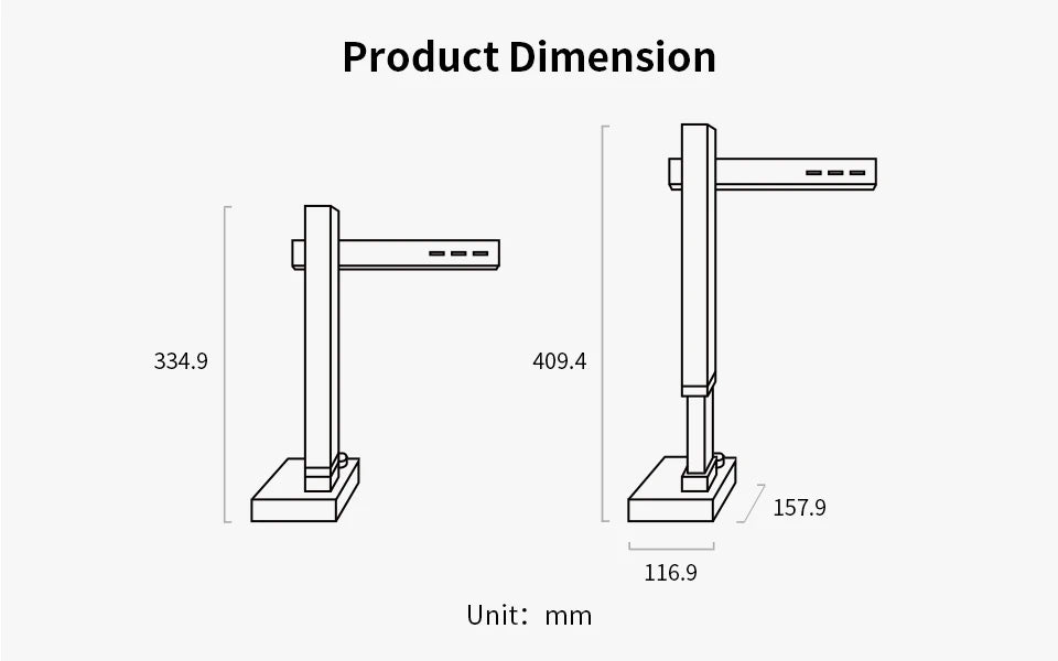 CZUR Shine Ultra Pro Book Scanner, 24MP Document Scanner, Portable USB Document Camera, Scan Max A3 Format w/ Adjustable Height