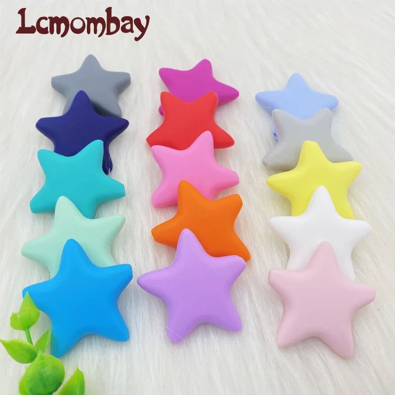 10pcs Stars Silicone Beads 15Colors Baby Teethers Food Grade Baby Teething Toys For Pacifier Chain Necklace DIY Accessories