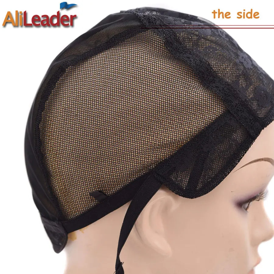 Alileader 1Pcs Lace Wig Cap For Making Wigs With Adjustable Straps Waving Cap Elastic Band For Wigs Stretchable Double Lace Nets