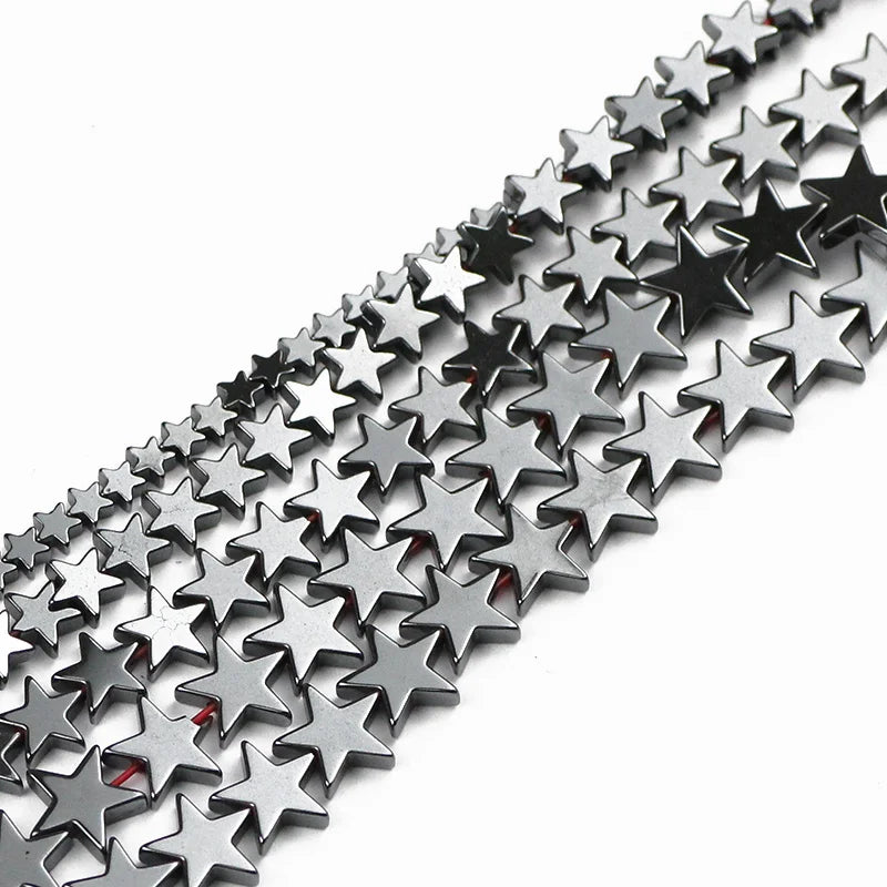 YHBZRET 4 6 8 10mm Natural Flat Stars Black Hematite Stone Spacer Loose Beads For Jewelry Making DIY Bracelet Necklace Findings