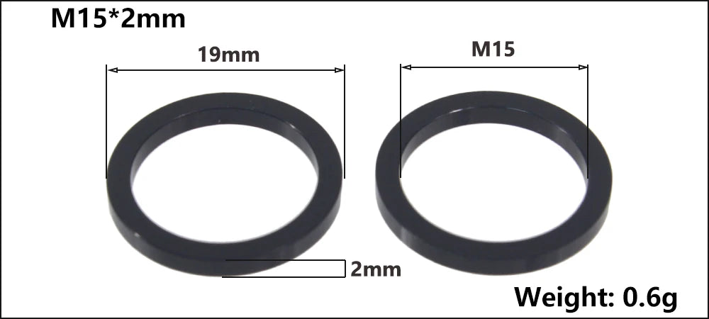 HEPPE MTB Road Bike Thru Axle Washer M12 M15 Axle Spacer Bike Hub Tube Shaft Skewer Spacer 0.5/1/2/3/4/7.5mm Thickness