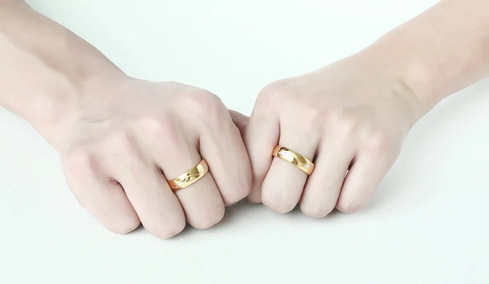 Vnox Gold Color Wedding Bands Ring for Women Men Jewelry Stainless Steel Engagement Ring Couple Anniversary Gift Amazing Price