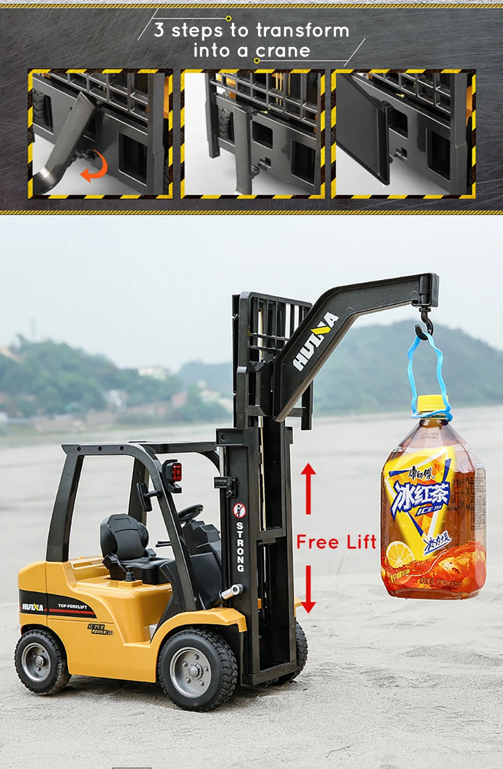 HUINA 1/10 Rc Truck Forklift Tractor Remote Control Car crawler 8 Ch Rc Machine Engineering Cars On Radio Station Boy Toys