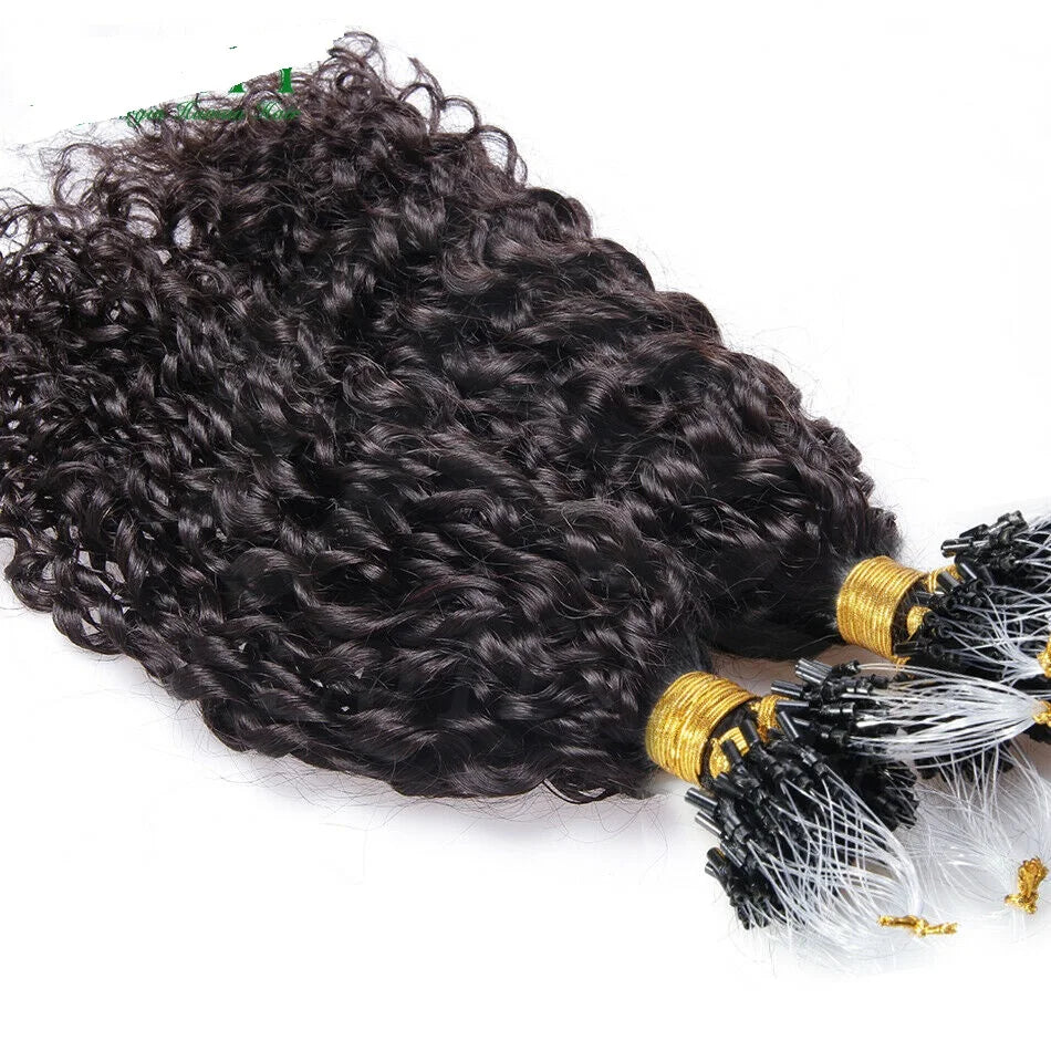 Curly Micro Loop Human Hair Extension Pre Bonded Brazilian Remy Hair Micro Beads Ring Soft Curly Microlink Hair 100strands100g