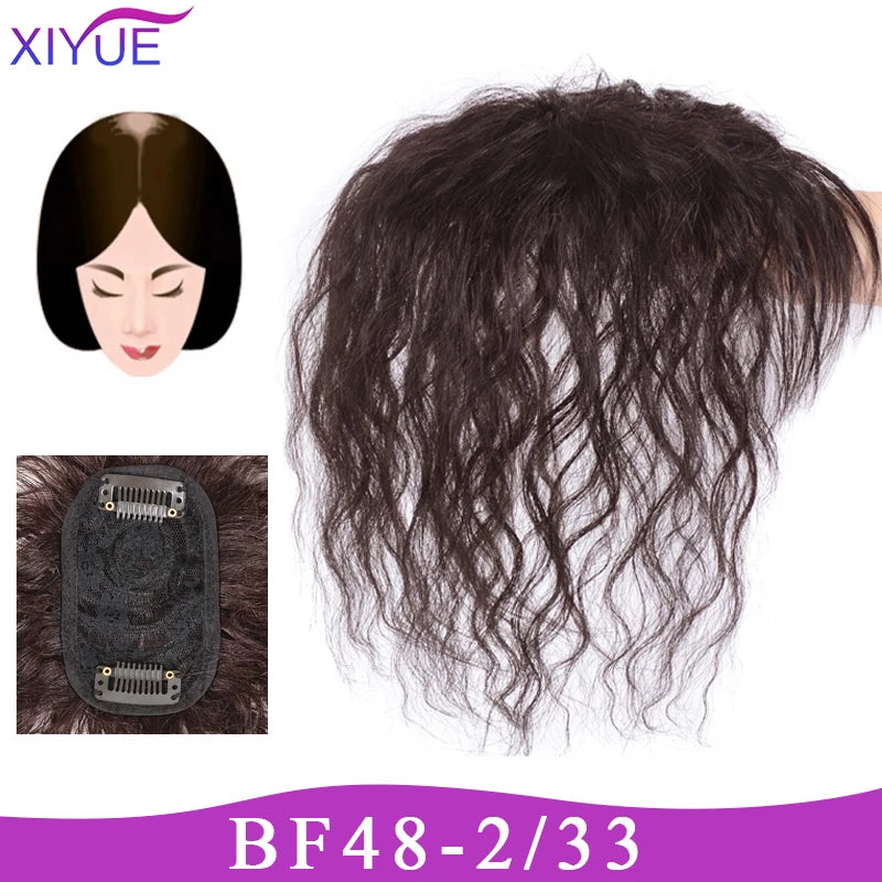 3D Bangs Invisible Seamless Head Hair Water Ripple Hair Air Bangs Head Overhead Natural Invisible Replacement Cover White Hair