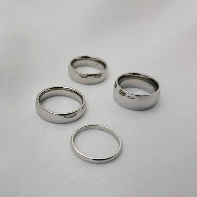 2/5/6/8mm Small Mini Silver Color Stainless Steel Simple Women Rings Fashion Jewelry US size 3 4 5 6 7 8 9 10 11 12