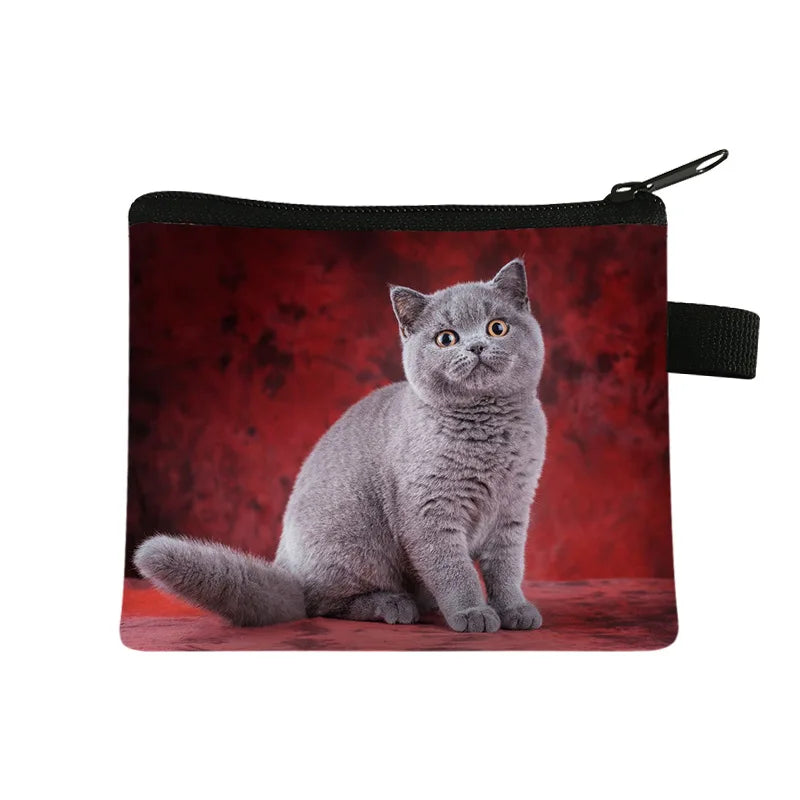 Coin Purse New Animal Cat Children's Wallet Student Portable Card Bag Coin Key Storage Bag Polyester Hand Bag Mini Bag Sac