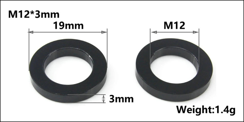 HEPPE MTB Road Bike Thru Axle Washer M12 M15 Axle Spacer Bike Hub Tube Shaft Skewer Spacer 0.5/1/2/3/4/7.5mm Thickness