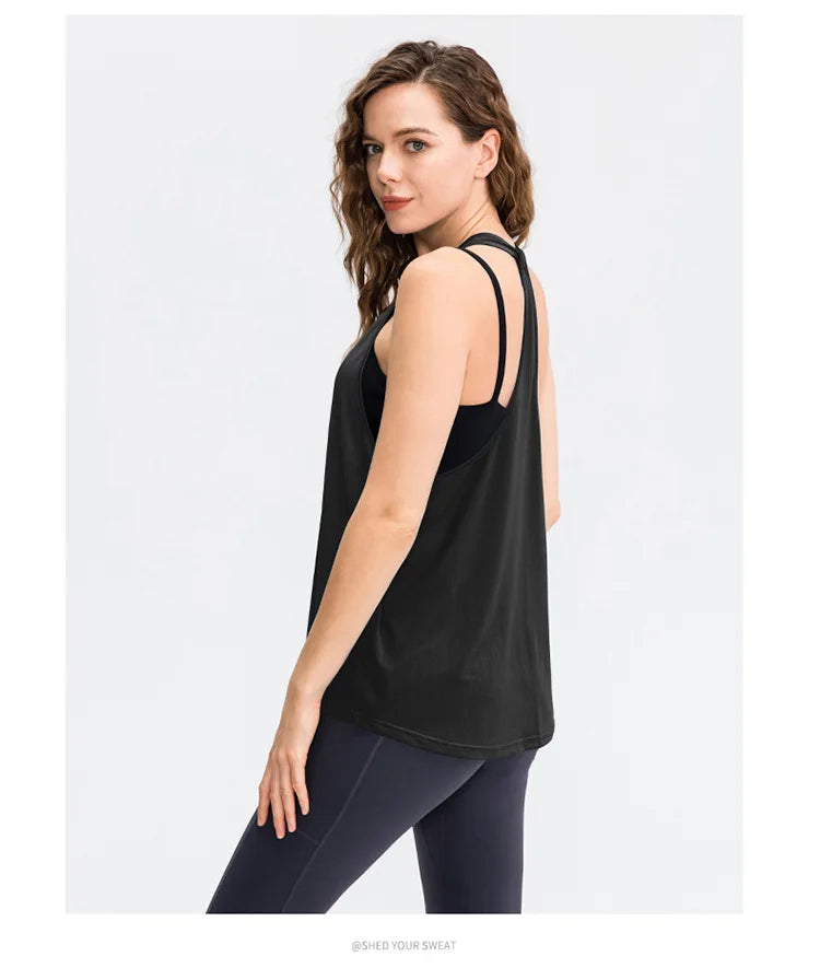 Sleeveless Racerback Yoga Vest Sport Tank Tops For Women Gym Vest Top Casual Clothes Running workout Yoga T-Shirts Girl Tops