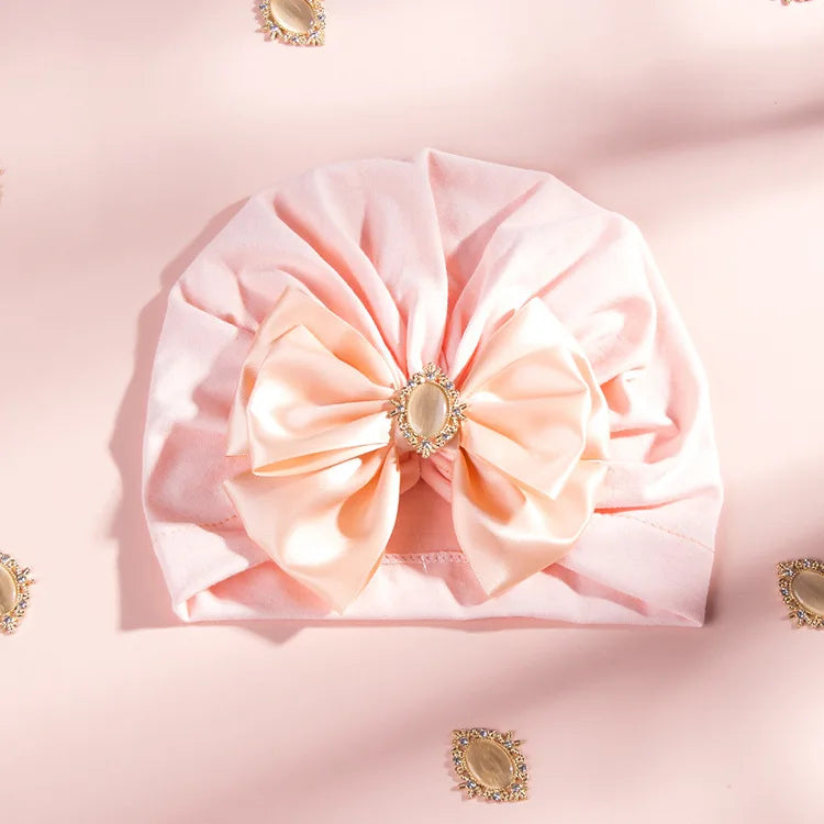 1 Pieces Children Print Baby Hat Kids Cap Newborn Girls Bowknot Diamond Photography Props Spring Autumn Beanie Infant Props