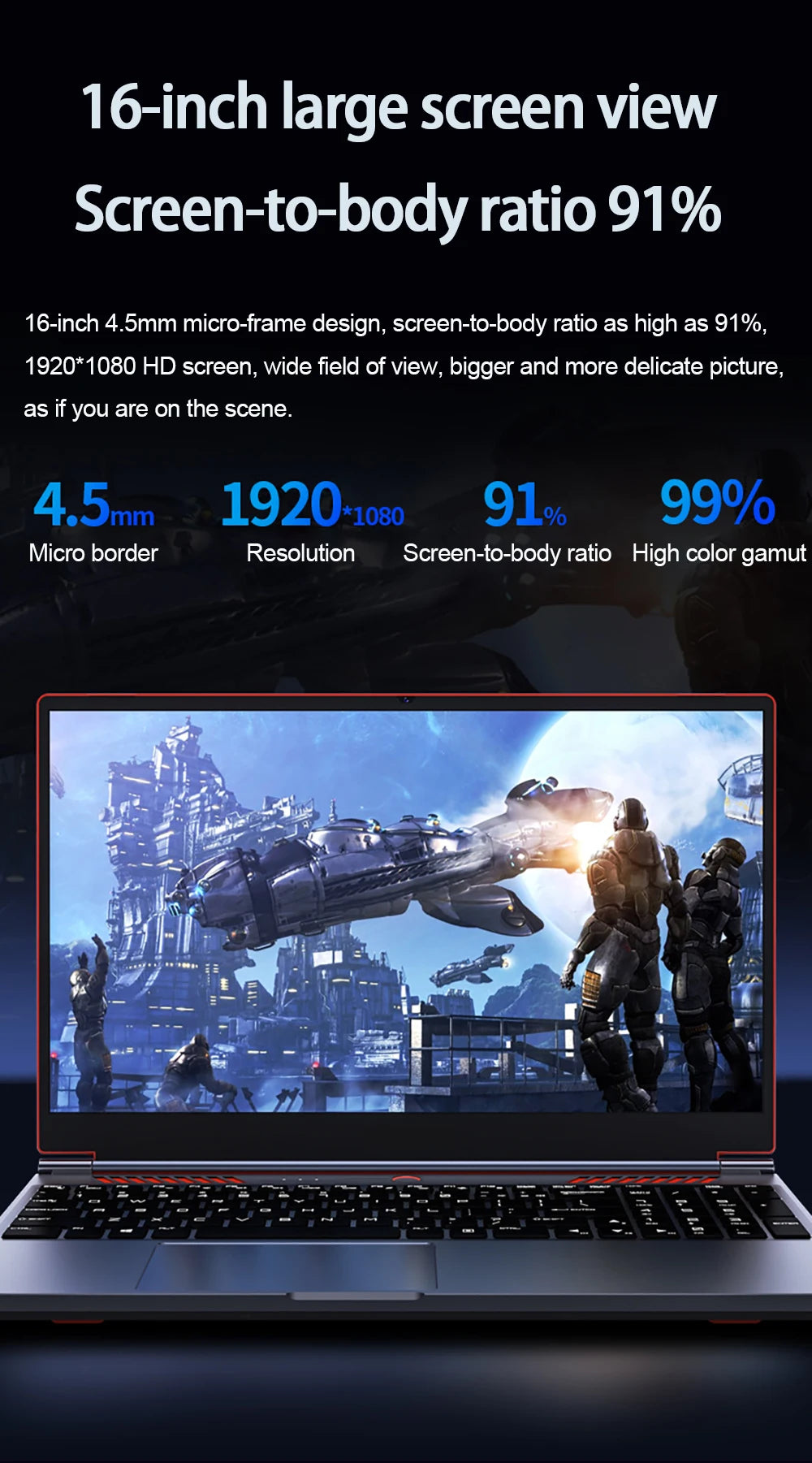 16.1 Inch Gaming Laptop Computer RTX4050 6G Intel Core i9-13900H i9-10885H windows11 RAM Max 64GB DDR4 2*M.2 NVME 4TB SSD WiFi