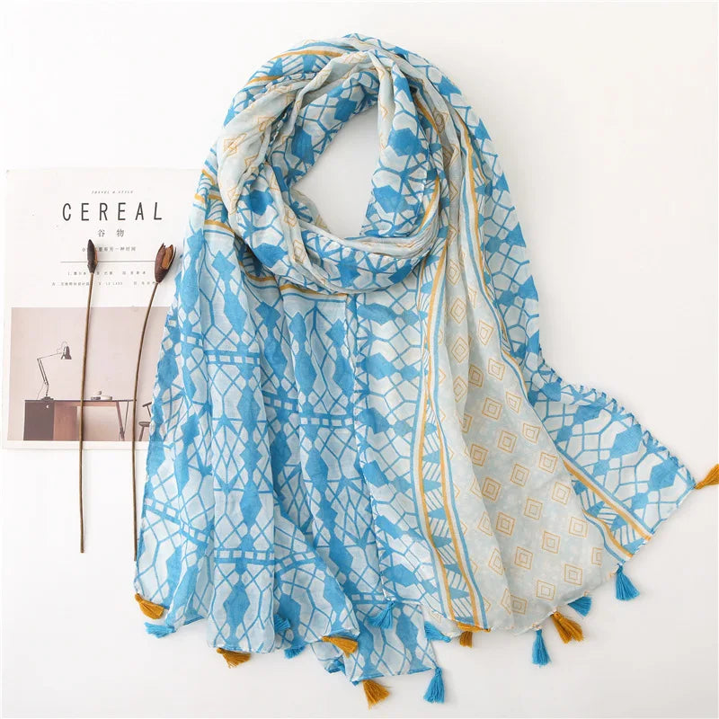 2022 New Fashion Summer Women Scarf Bohemia Flower Beach Hijab Shawls and Wraps Female Foulard Echarpe Designer Pashmina Bandana