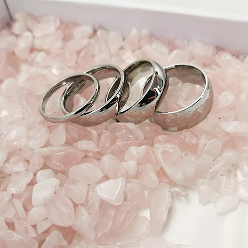 2/5/6/8mm Small Mini Silver Color Stainless Steel Simple Women Rings Fashion Jewelry US size 3 4 5 6 7 8 9 10 11 12