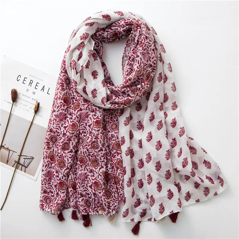 2022 New Fashion Summer Women Scarf Bohemia Flower Beach Hijab Shawls and Wraps Female Foulard Echarpe Designer Pashmina Bandana