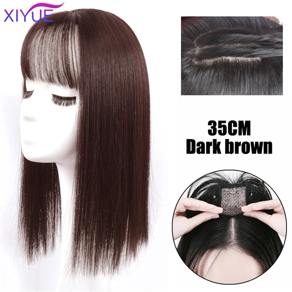 3D Bangs Invisible Seamless Head Hair Water Ripple Hair Air Bangs Head Overhead Natural Invisible Replacement Cover White Hair