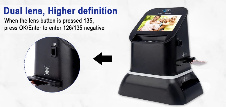 High Resolution 120 Film Scanner 22 Mega pixels Slide Negative Photo Scanner Digital 35mm 135 126KPK Film Converter 4.3"LCD