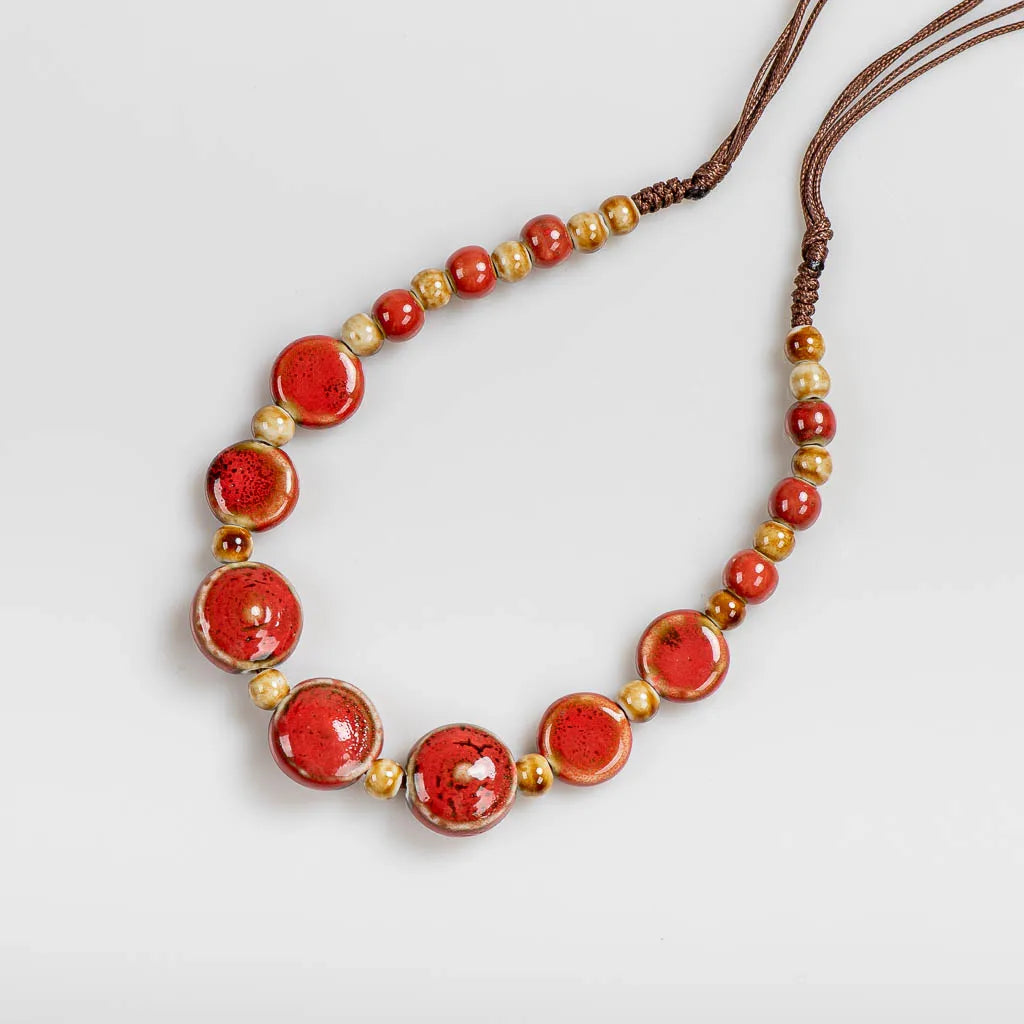 Colorful Distressed Retro Irregular Ceramic Beads Gift Neckalce artware Antique wholesale Necklaces & Pendants For women #XN026