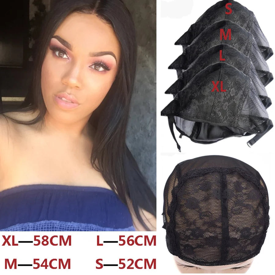 Alileader 1Pcs Lace Wig Cap For Making Wigs With Adjustable Straps Waving Cap Elastic Band For Wigs Stretchable Double Lace Nets