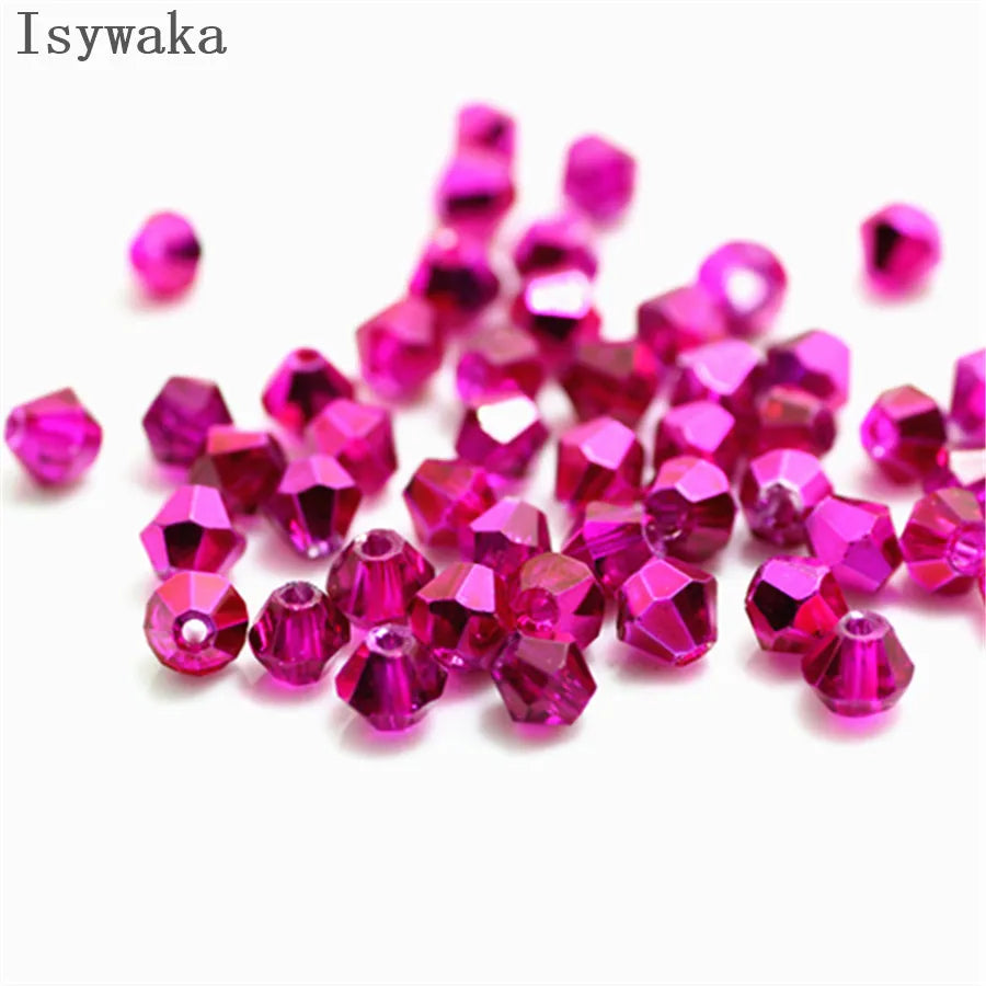 Ran Rose Red Color 100pcs 4mm Bicone Austria Crystal Beads charm Glass Beads Loose Spacer Bead for DIY Jewelry Making