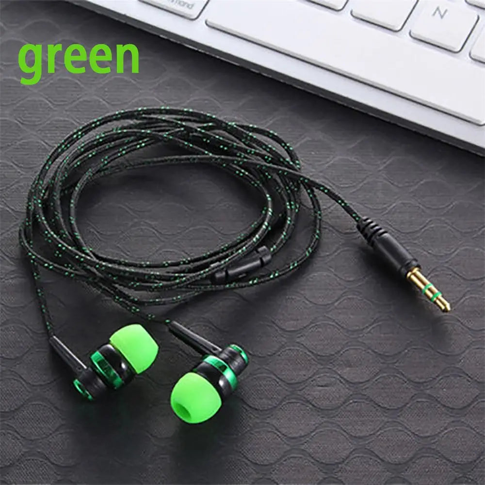 1Pc 3.5mm High Quality Wired Earphone Stereo In-Ear Nylon Weave Cable Earphone Headset With Mic For Laptop Smartphone Gifts