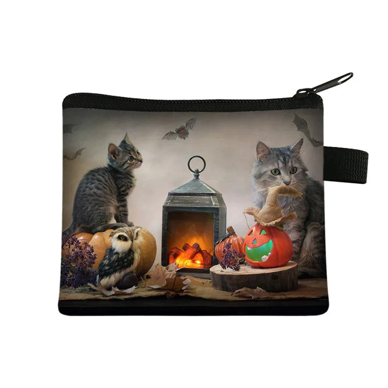 Coin Purse New Animal Cat Children's Wallet Student Portable Card Bag Coin Key Storage Bag Polyester Hand Bag Mini Bag Sac