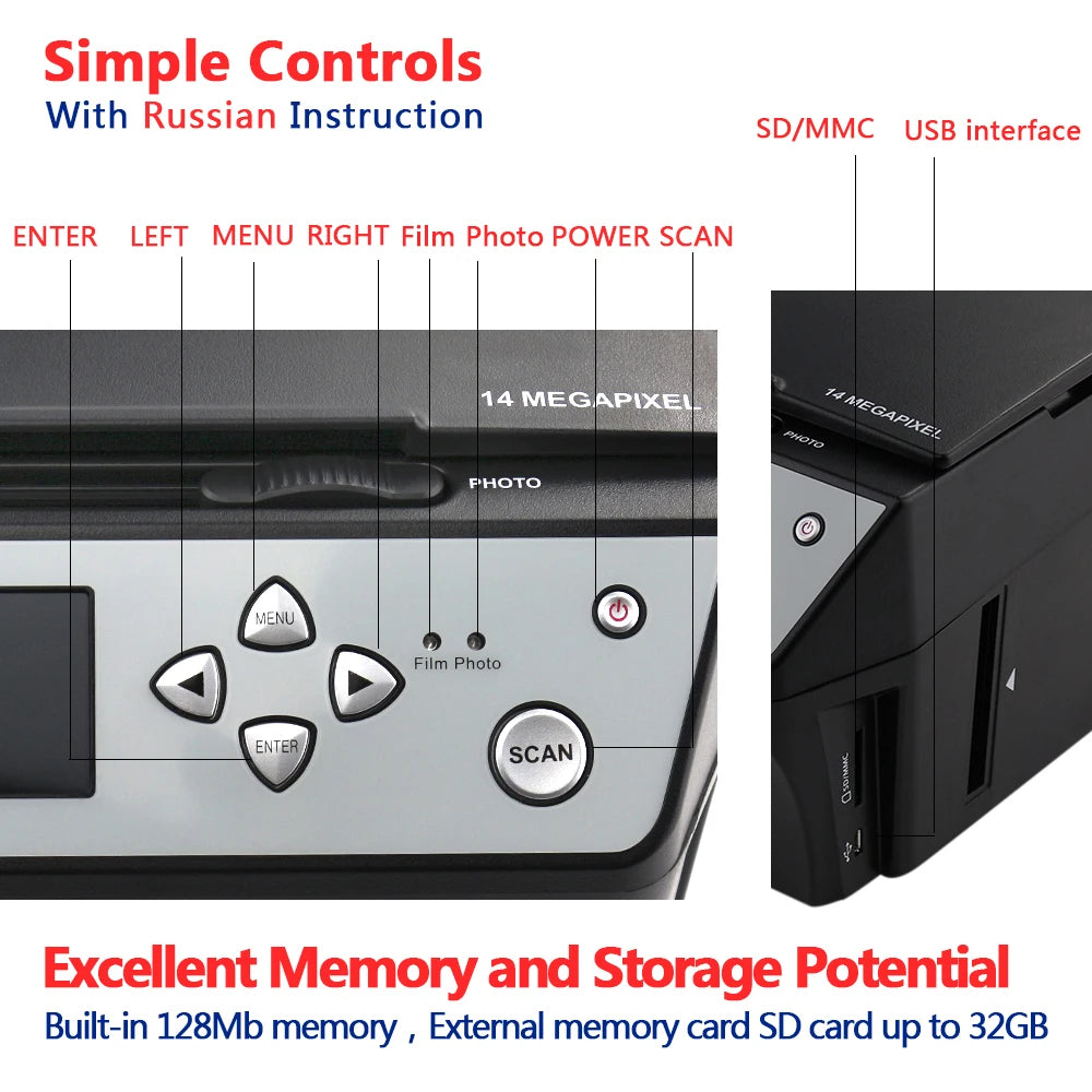 Slide Scanner 22 Mega Pixels 4 in 1 COMBO and Digital Film Scanner 135 Negative Converter Photo 35mm