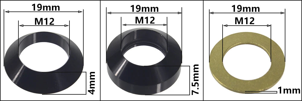 HEPPE MTB Road Bike Thru Axle Washer M12 M15 Axle Spacer Bike Hub Tube Shaft Skewer Spacer 0.5/1/2/3/4/7.5mm Thickness