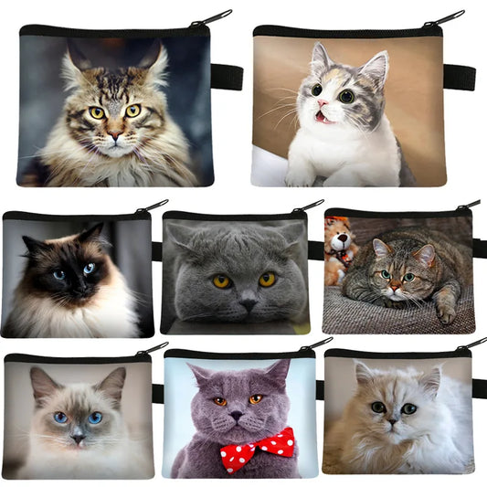 Coin Purse New Animal Cat Children's Wallet Student Portable Card Bag Coin Key Storage Bag Polyester Hand Bag Mini Bag Sac