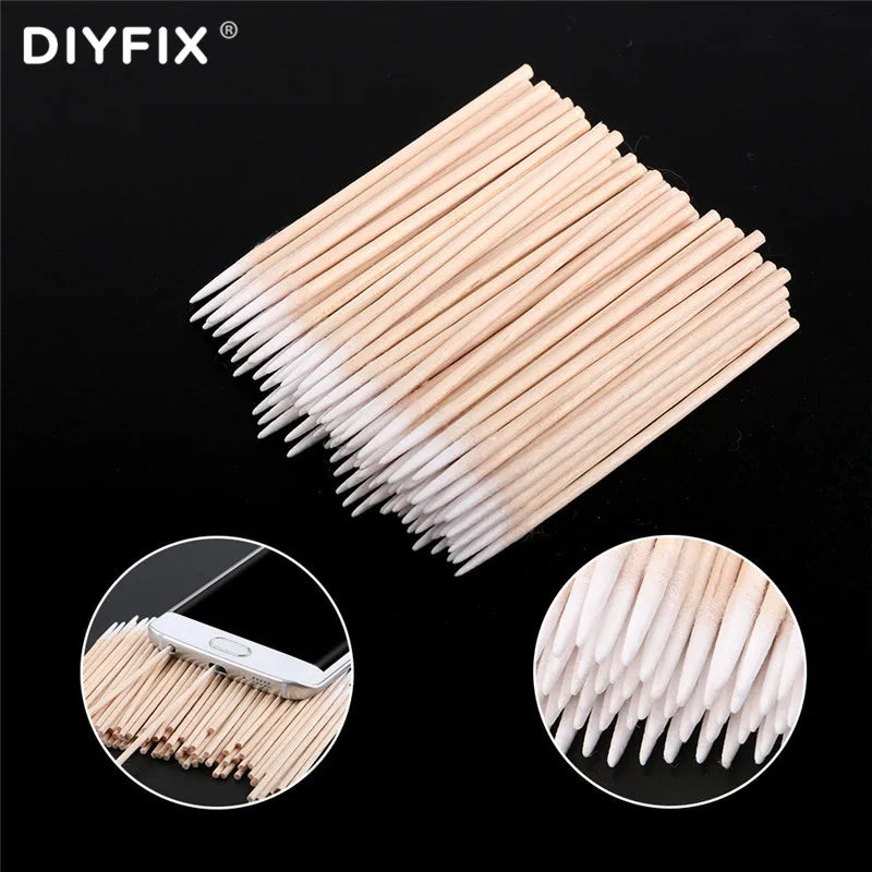 DIYFIX Ultra-thin Cotton Swab Small Tip Pointed For Apple Huawei Samsung Mobile Phone Charging Port Headphone Hole Cleaning Tool