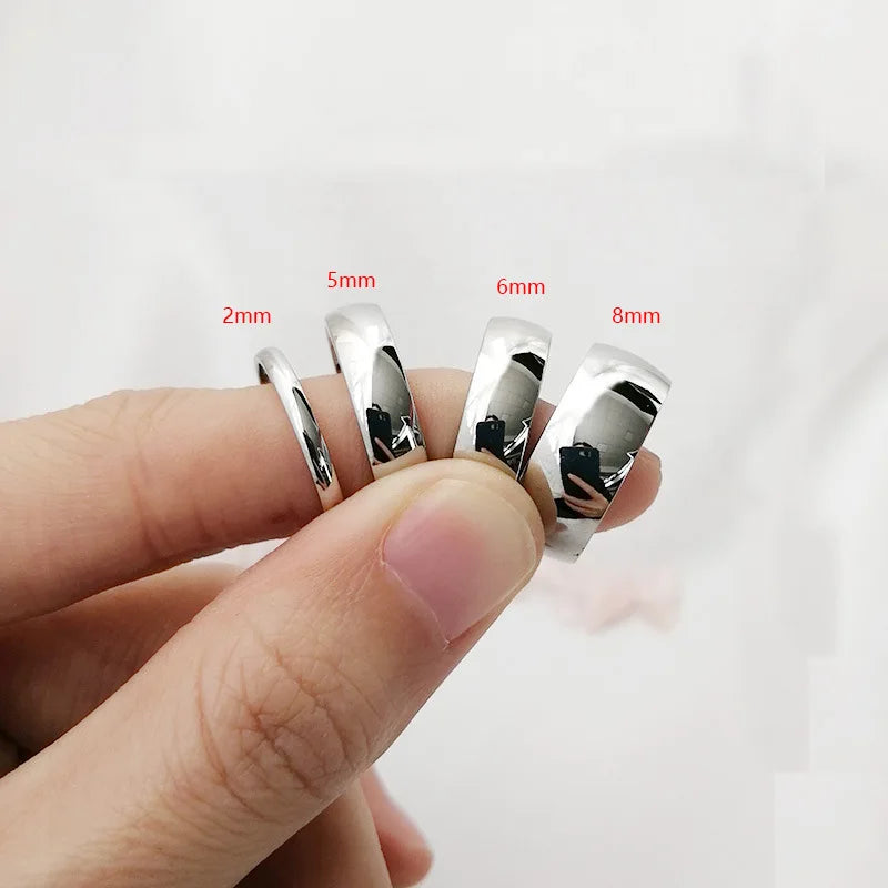 2/5/6/8mm Small Mini Silver Color Stainless Steel Simple Women Rings Fashion Jewelry US size 3 4 5 6 7 8 9 10 11 12