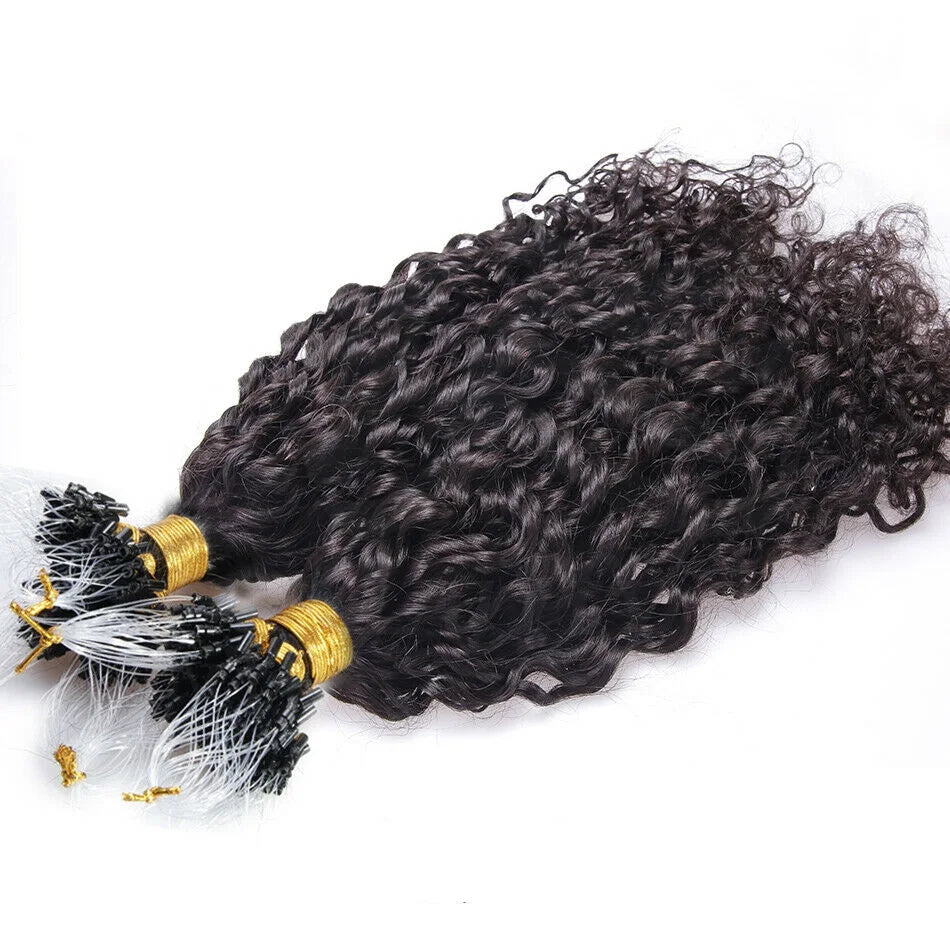 Curly Micro Loop Human Hair Extension Pre Bonded Brazilian Remy Hair Micro Beads Ring Soft Curly Microlink Hair 100strands100g