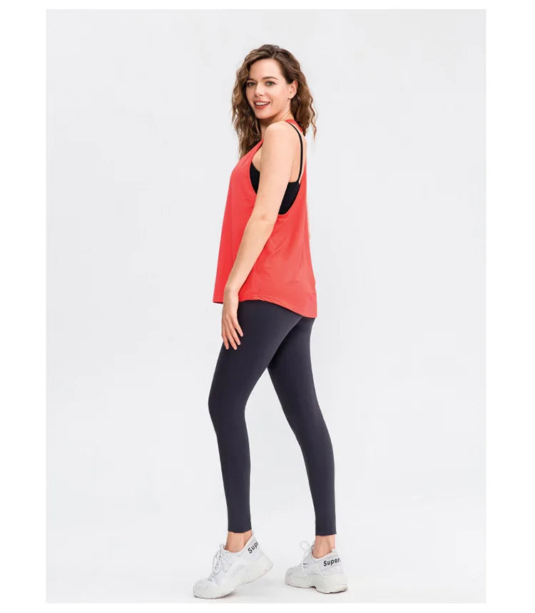 Sleeveless Racerback Yoga Vest Sport Tank Tops For Women Gym Vest Top Casual Clothes Running workout Yoga T-Shirts Girl Tops