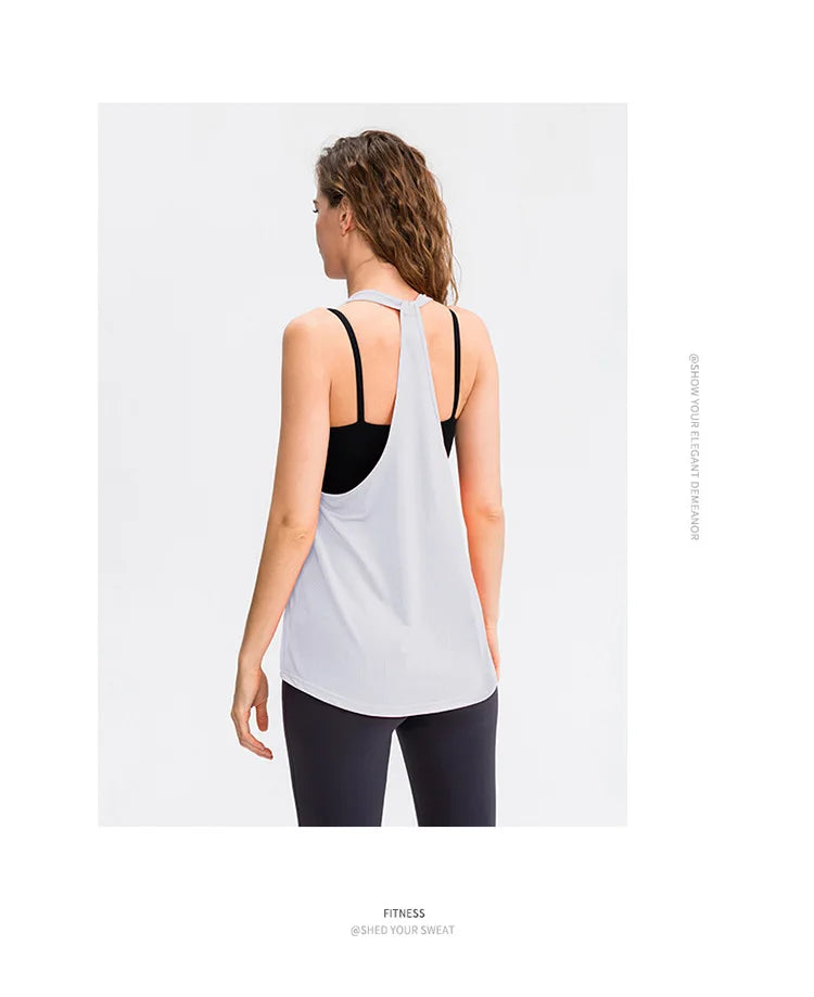 Sleeveless Racerback Yoga Vest Sport Tank Tops For Women Gym Vest Top Casual Clothes Running workout Yoga T-Shirts Girl Tops