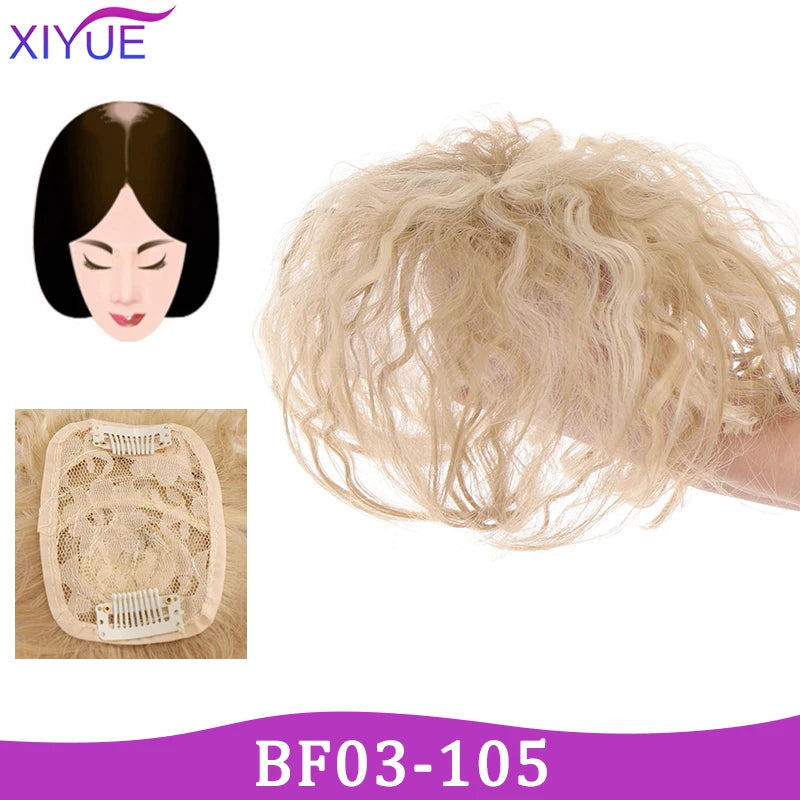 3D Bangs Invisible Seamless Head Hair Water Ripple Hair Air Bangs Head Overhead Natural Invisible Replacement Cover White Hair
