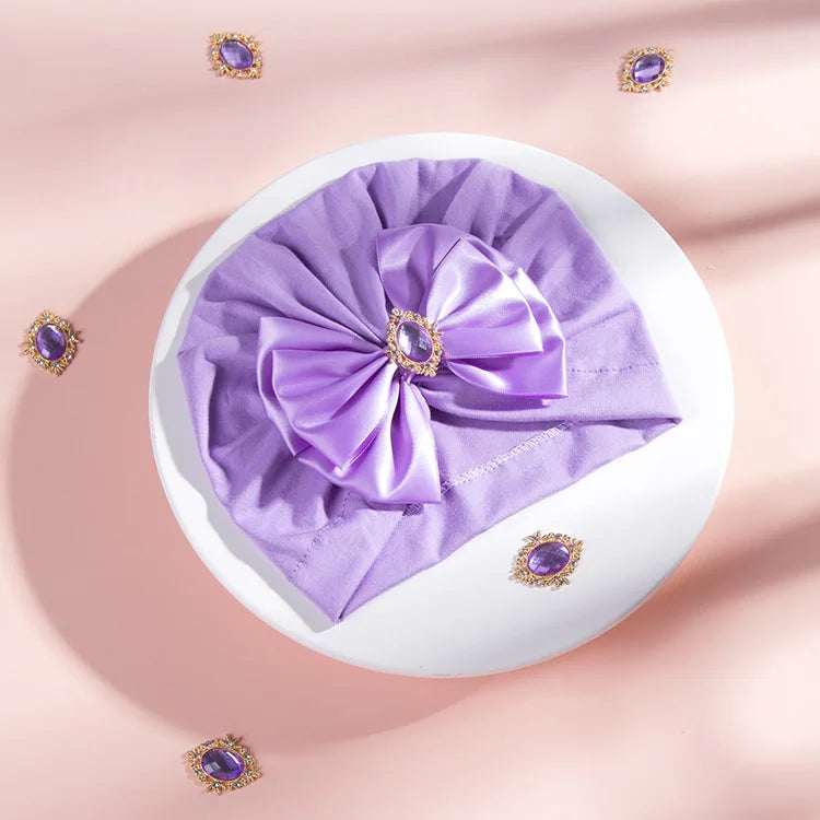 1 Pieces Children Print Baby Hat Kids Cap Newborn Girls Bowknot Diamond Photography Props Spring Autumn Beanie Infant Props