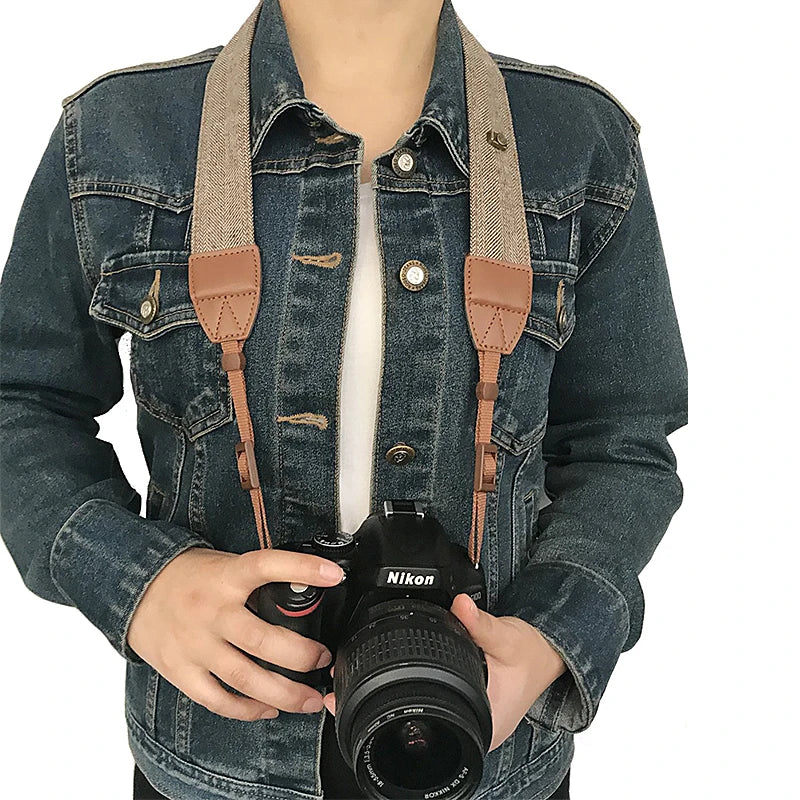 Portable Camera Strap Adjustable Cotton Leather Camera Shoulder Neck Strap Belt For Sony/ Nikon Camera Belt for DSLR Digital SLR